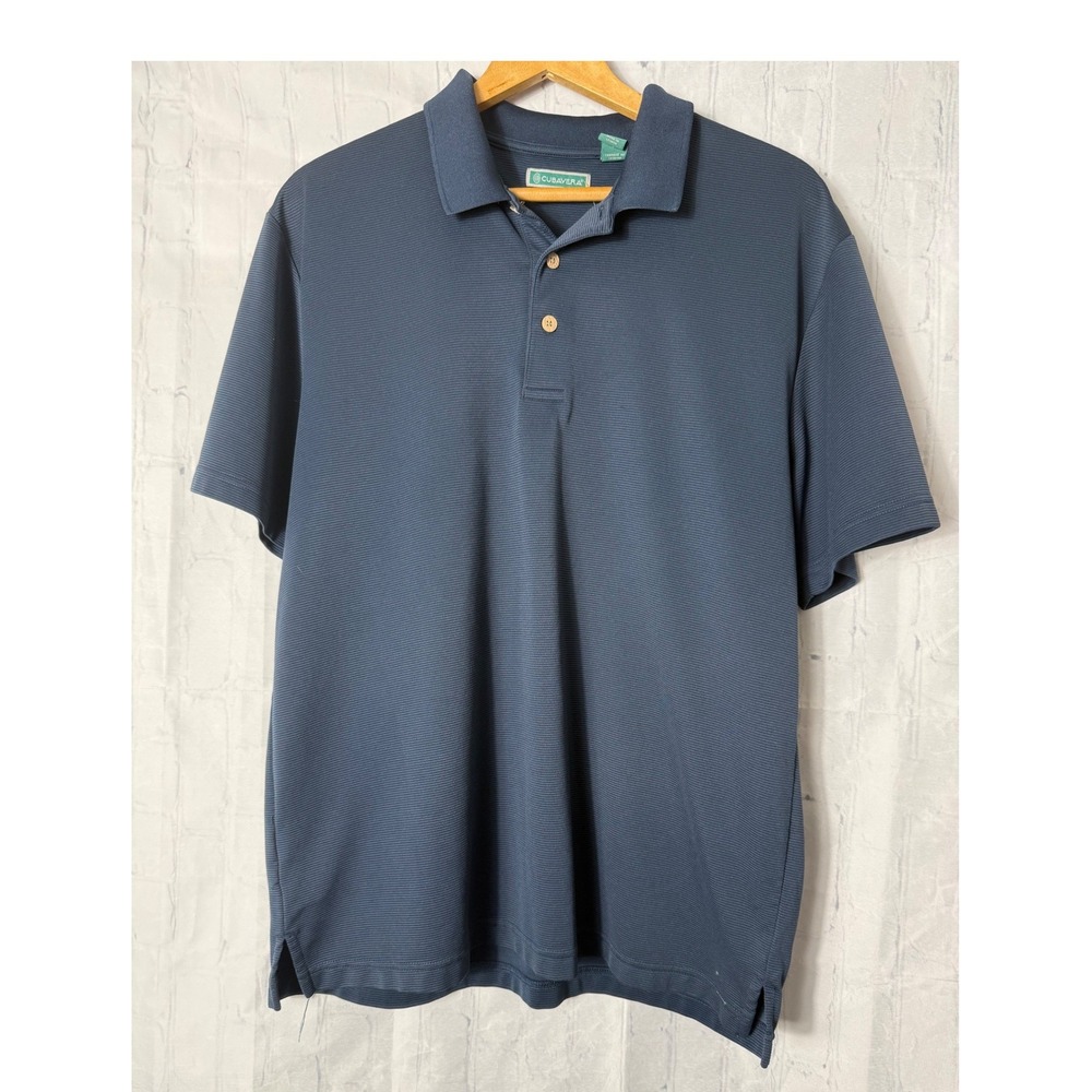 Cubavera Polo Shirt Sz XL Navy Blue Ribbed Short Sleeve Casual Resortwear